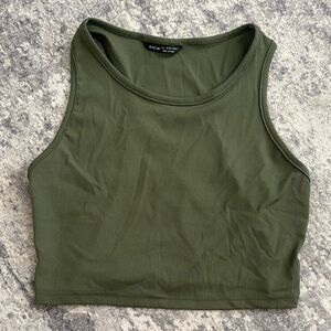 SHEIN Olive Ribbed Tank Top